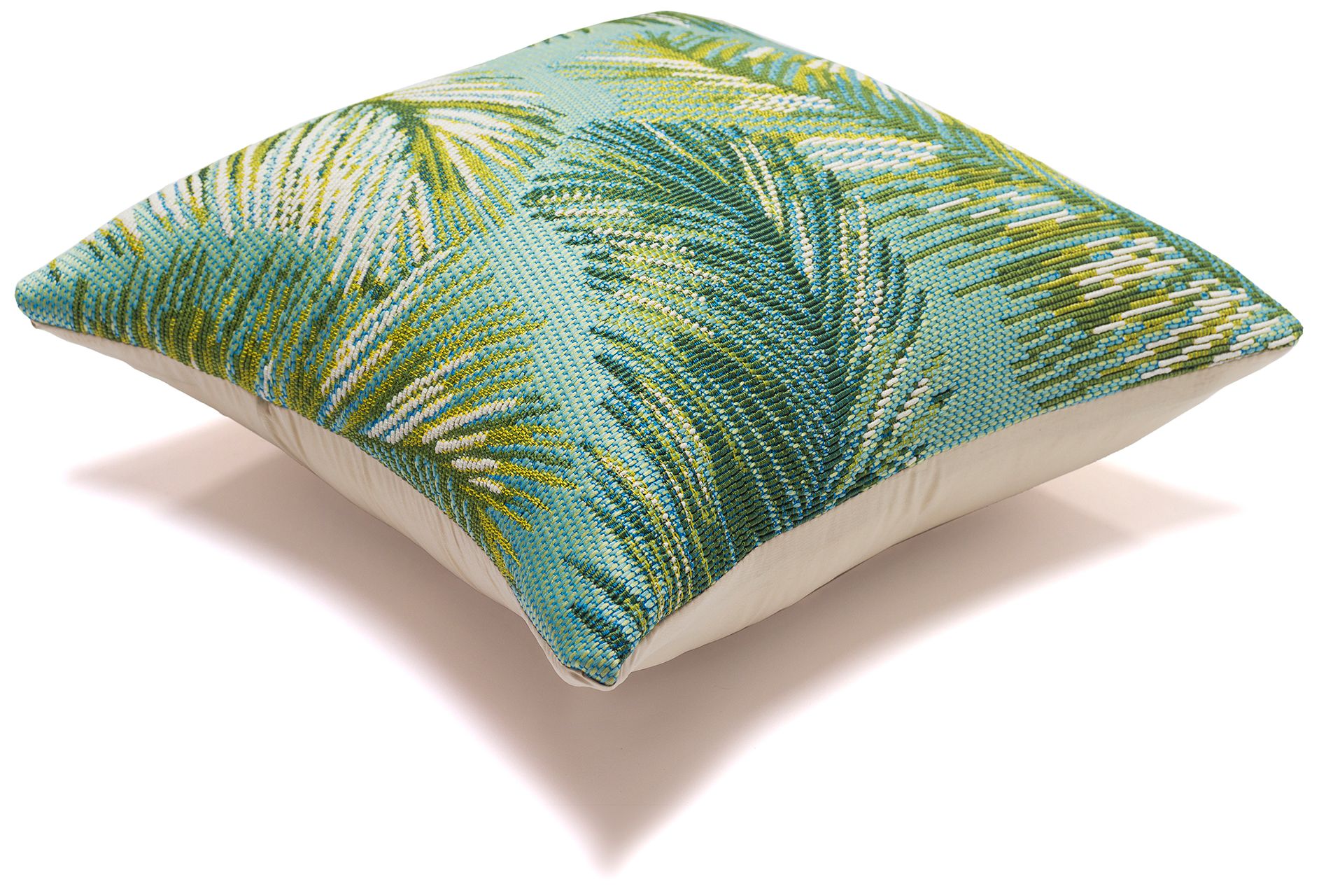 Image 4 Marina Palm Border Leaf 18" Square Indoor-Outdoor Pillow more views