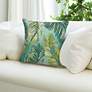 Marina Palm Border Leaf 18" Square Indoor-Outdoor Pillow