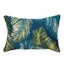 3_Marina Palm Border Leaf 18" x 12" Indoor-Outdoor Pillow more views