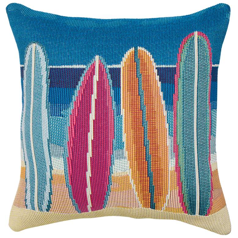 Image 1 Marina Surf Break 18" Coastal Ocean Surfboard Blue Accent Pillow