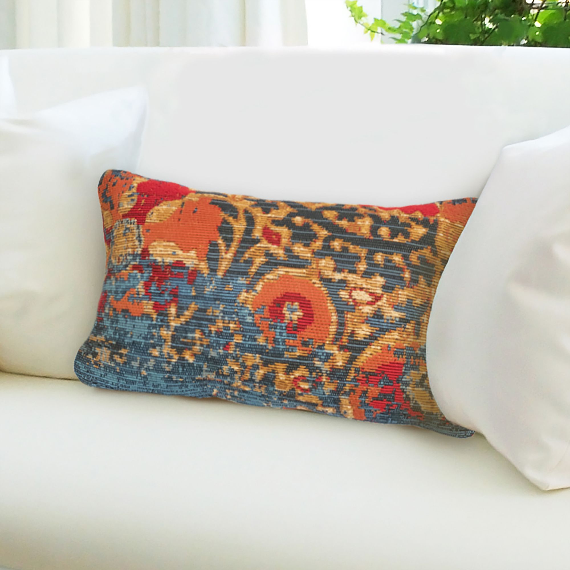 Orange and outlet blue accent pillows