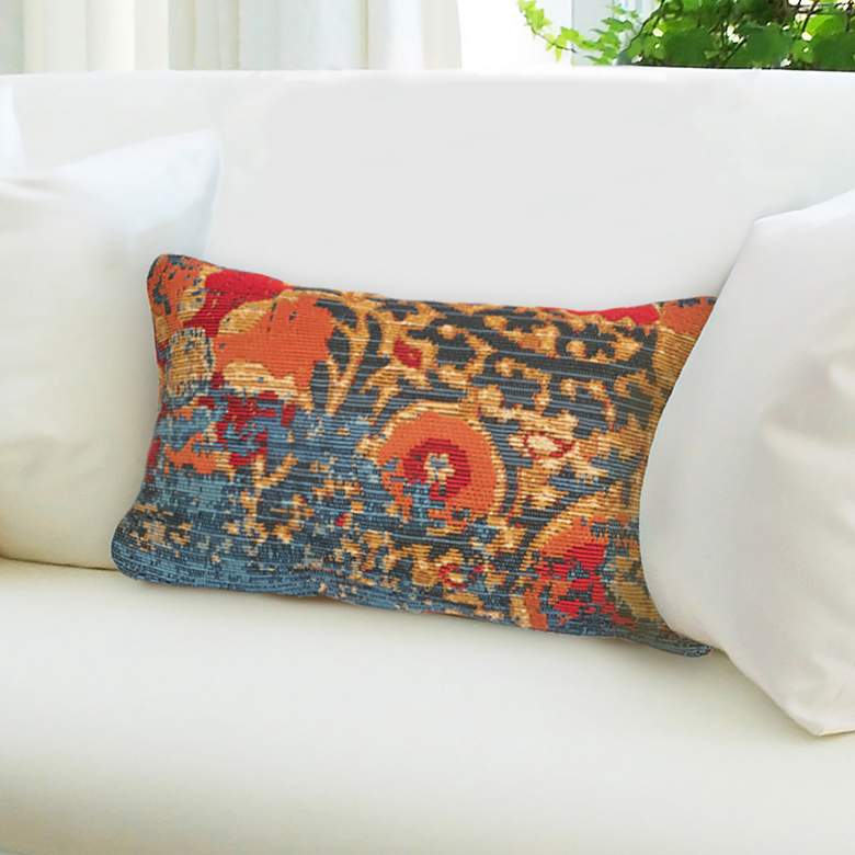 Image 1 Marina Suzanie Blue Orange 18 inch x 12 inch Indoor-Outdoor Pillow