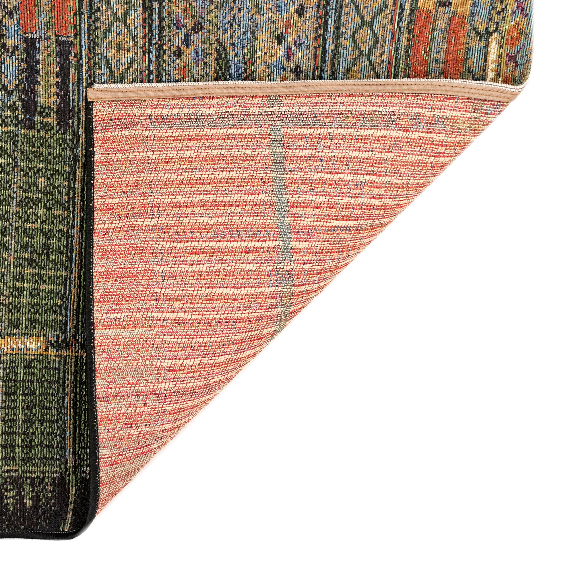 Thumbnail3 of Marina Tribal Stripe 805709 7'10"x9'10" Green Outdoor Rug more views