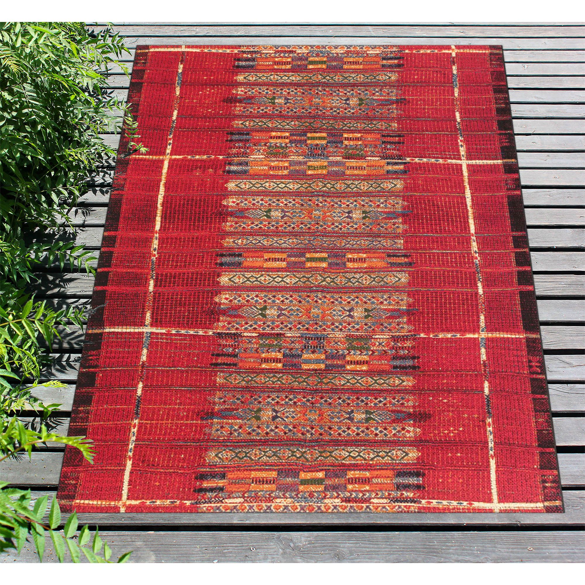 Marina Tribal Stripe 805724 4'10"x7'6" Red Outdoor Area R