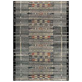 Image2 of Marina Tribal Stripe 805748 39"x59" Black Outdoor Area Rug