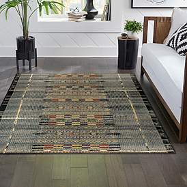 Image1 of Marina Tribal Stripe 805748 4'10"x7'6" Black Outdoor Rug