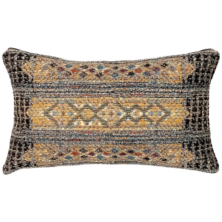 Image 2 Marina Tribal Stripe Black 18 inch x 12 inch Indoor-Outdoor Pillow