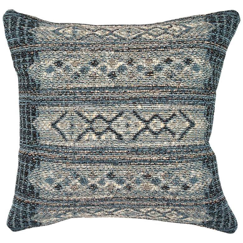 Image 2 Marina Tribal Stripe Denim 18 inch Square Indoor-Outdoor Pillow