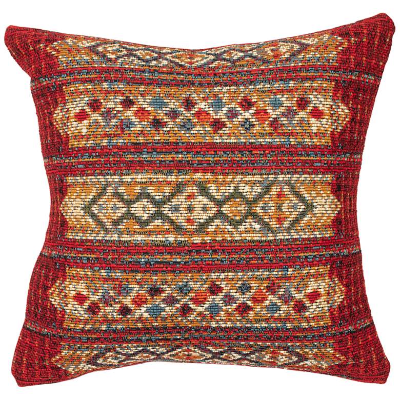 Image 2 Marina Tribal Stripe Red 18" Square Indoor-Outdoor Pillow