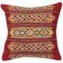 Marina Tribal Stripe Red 18" Square Indoor-Outdoor Pillow