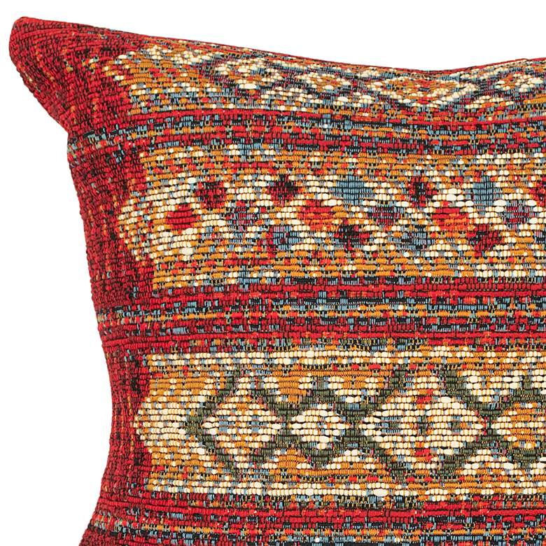 Image 3 Marina Tribal Stripe Red 18" Square Indoor-Outdoor Pillow more views