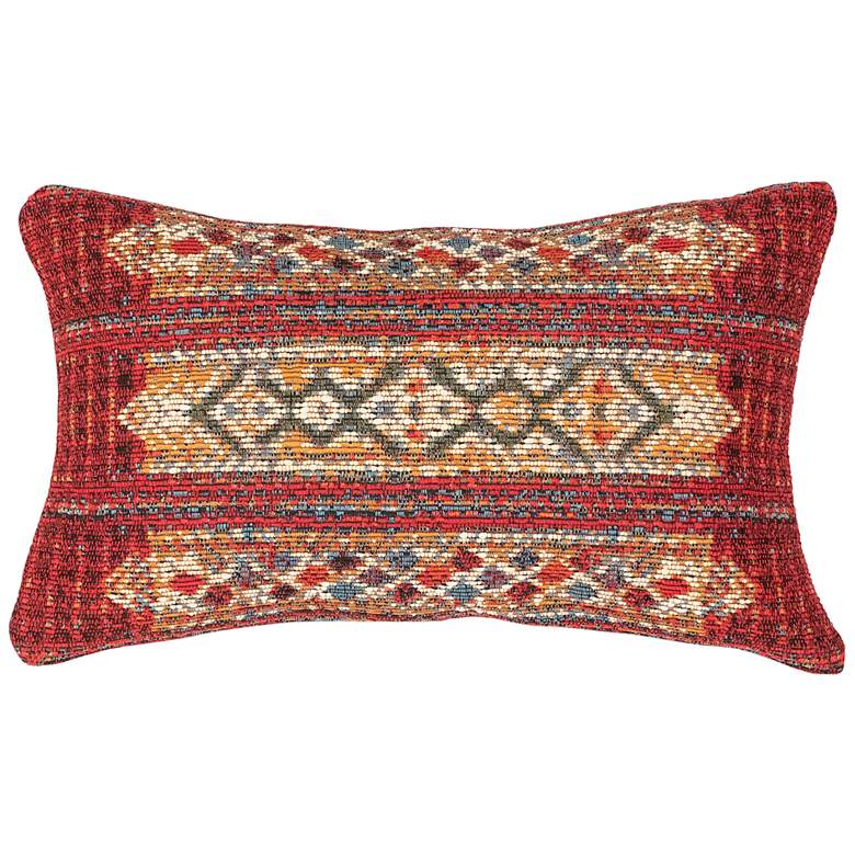 Image 2 Marina Tribal Stripe Red 18 inch x 12 inch Indoor-Outdoor Pillow