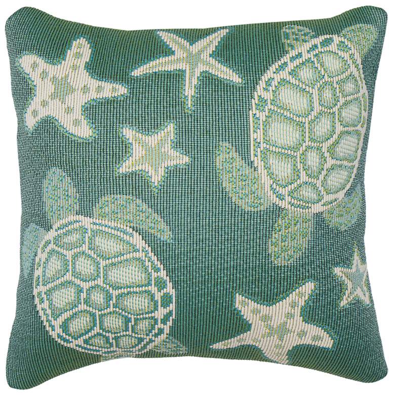 Image 1 Marina Turtle And Stars Pillow Aqua
