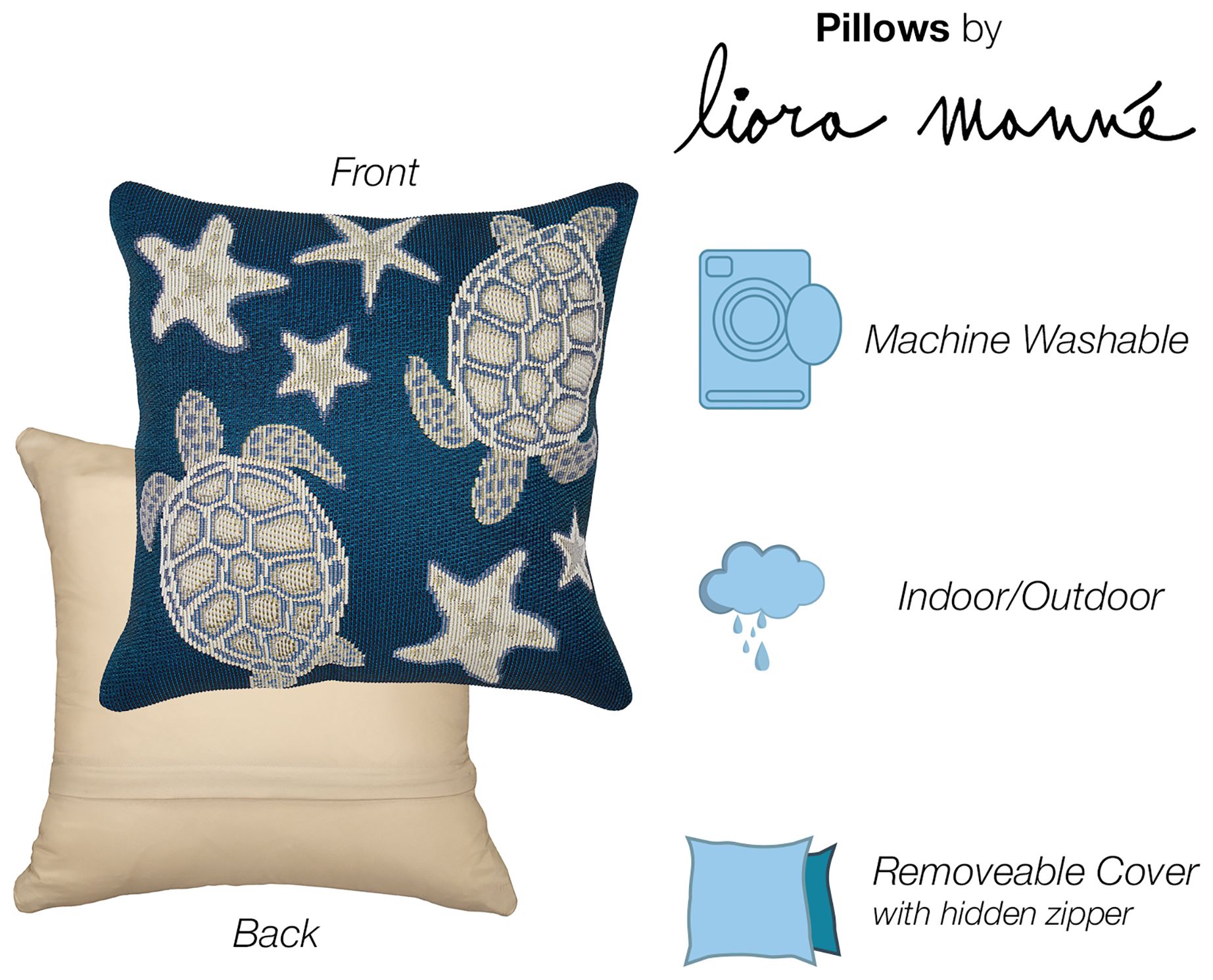 Image 2 Marina Turtle And Stars Pillow Navy more views