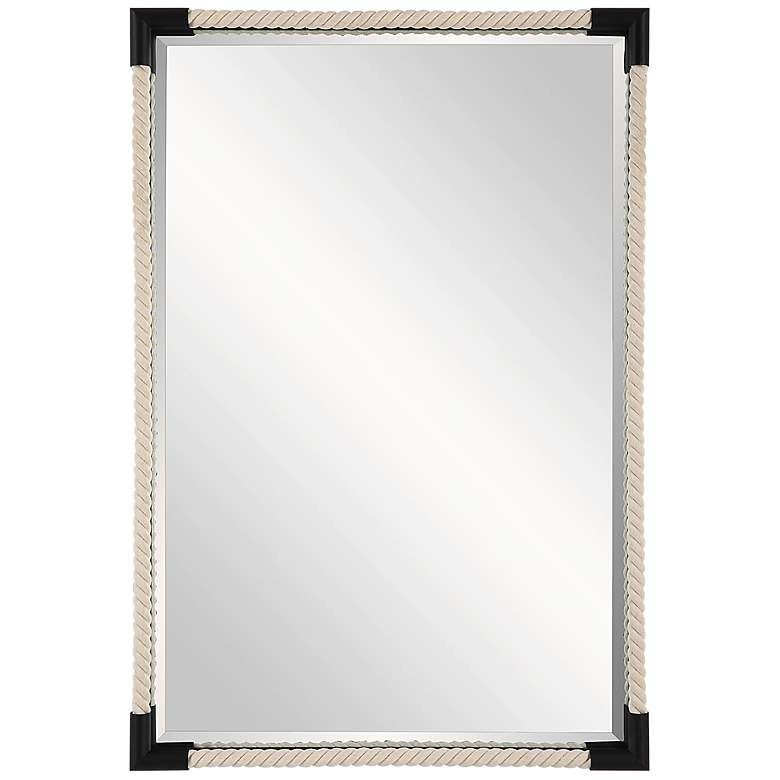 Image 3 Marina White Rope and Black 23 3/4" x 35 1/2" Wall Mirror