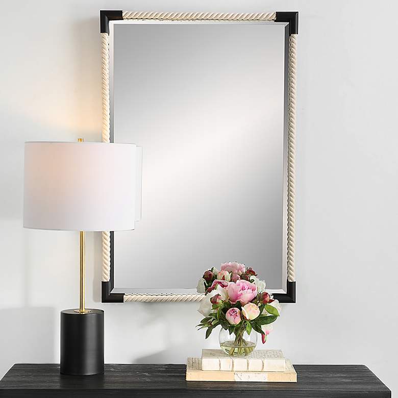 Image 2 Marina White Rope and Black 23 3/4" x 35 1/2" Wall Mirror