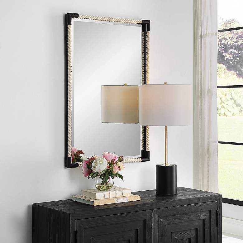 Image 4 Marina White Rope and Black 23 3/4" x 35 1/2" Wall Mirror more views