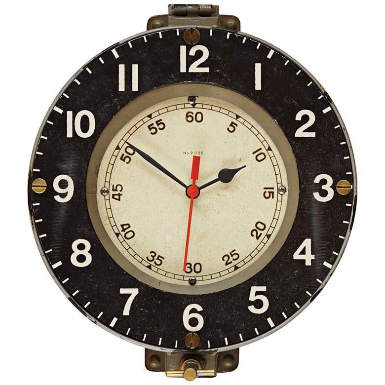 Image 1 Marine 14 1/2 inch Wide Gray French Navy Replica Wall Clock