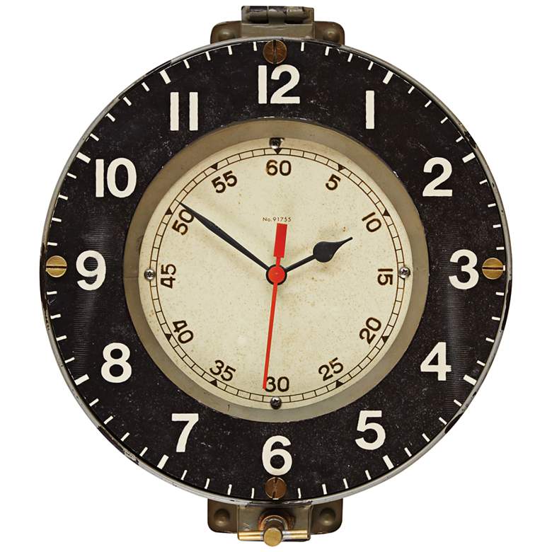 Image 1 Marine 14 1/2" Wide Gray French Navy Replica Wall Clock