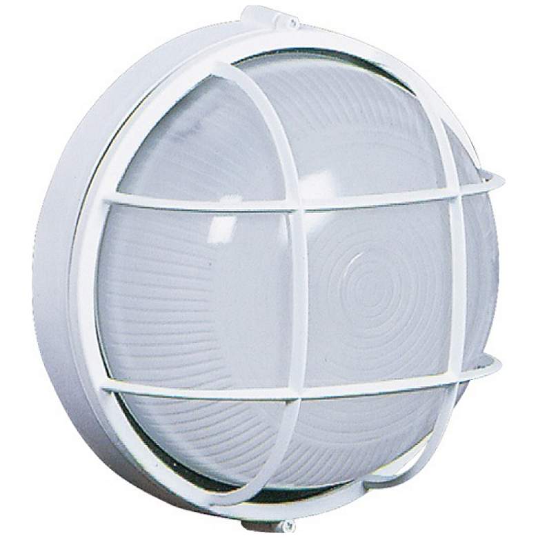 Image 1 Marine 7.5" Wide White Outdoor Wall Light With Semi-White Glass Shade