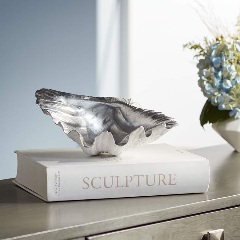 Image 1 Marine Mist Distressed White 10 3/4" Sea Shell Sculpture