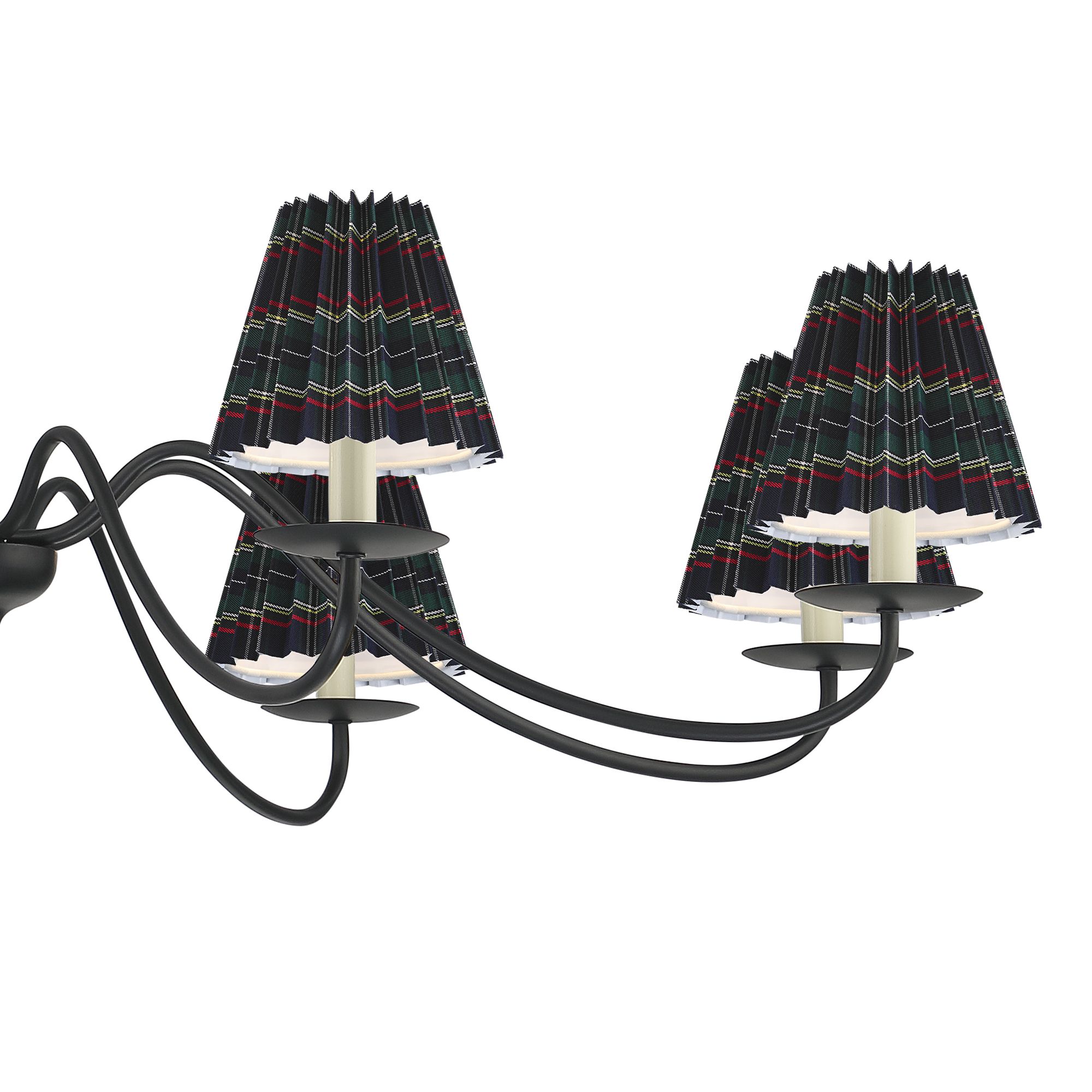 Image 3 Marinec 42" Wide Black 8-Light Chandelier with Navy Plaid Shades more views