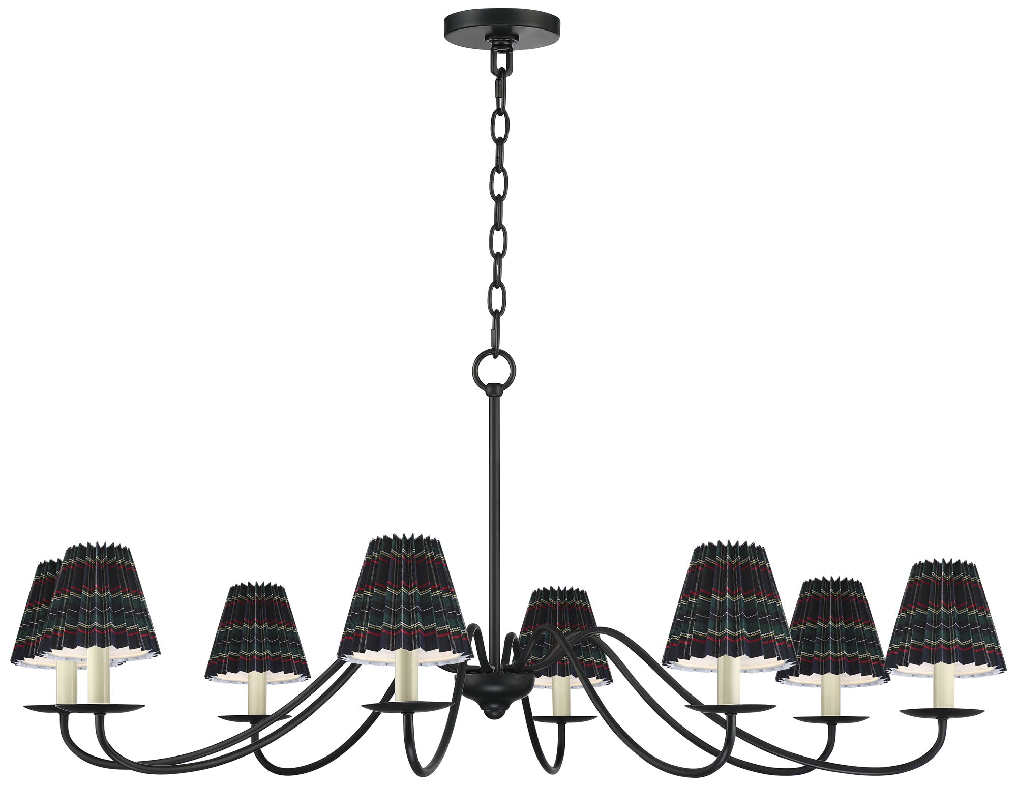 Image 7 Marinec 42" Wide Black 8-Light Chandelier with Navy Plaid Shades more views