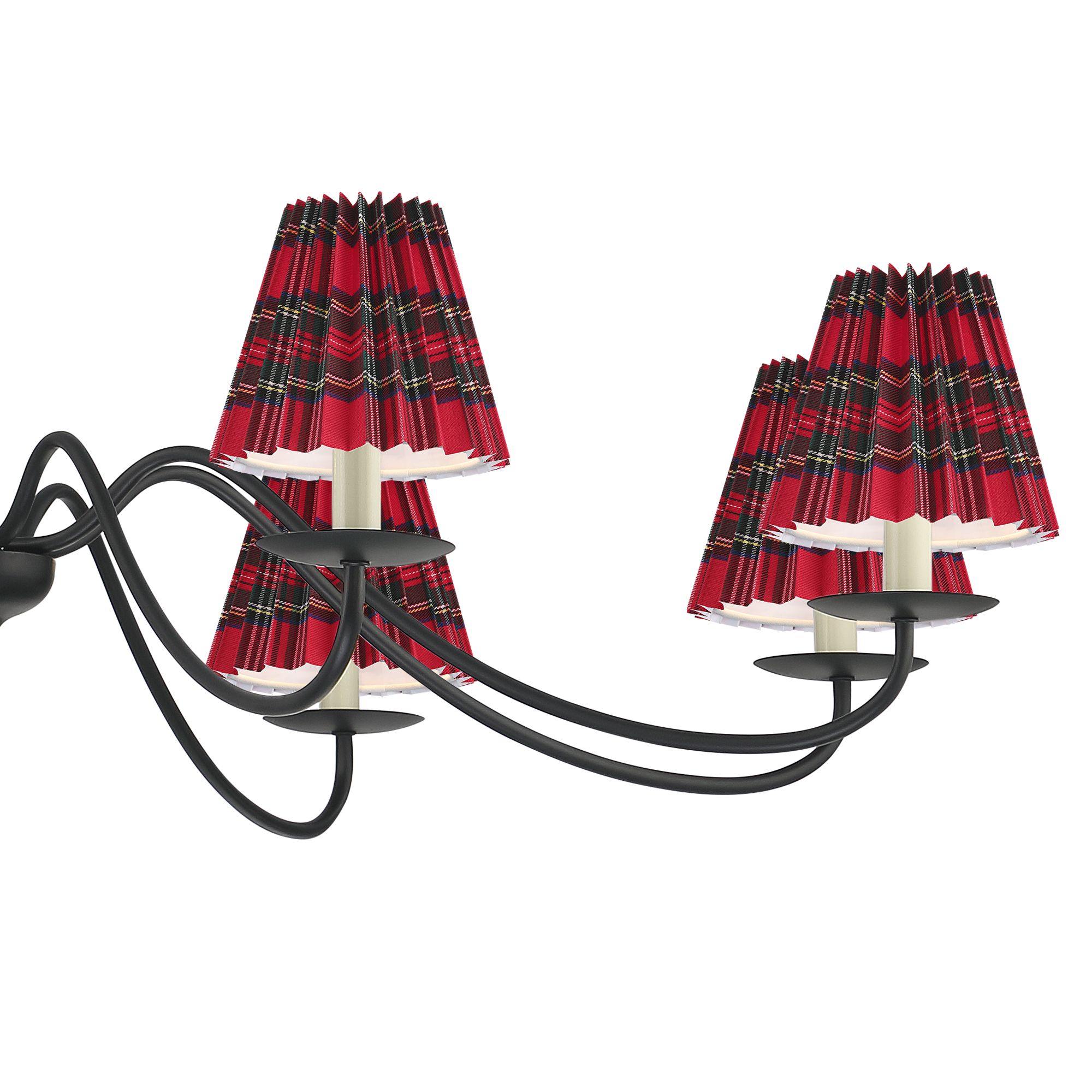 Image 3 Marinec 42" Wide Black 8-Light Chandelier with Red Multi Plaid Shades more views