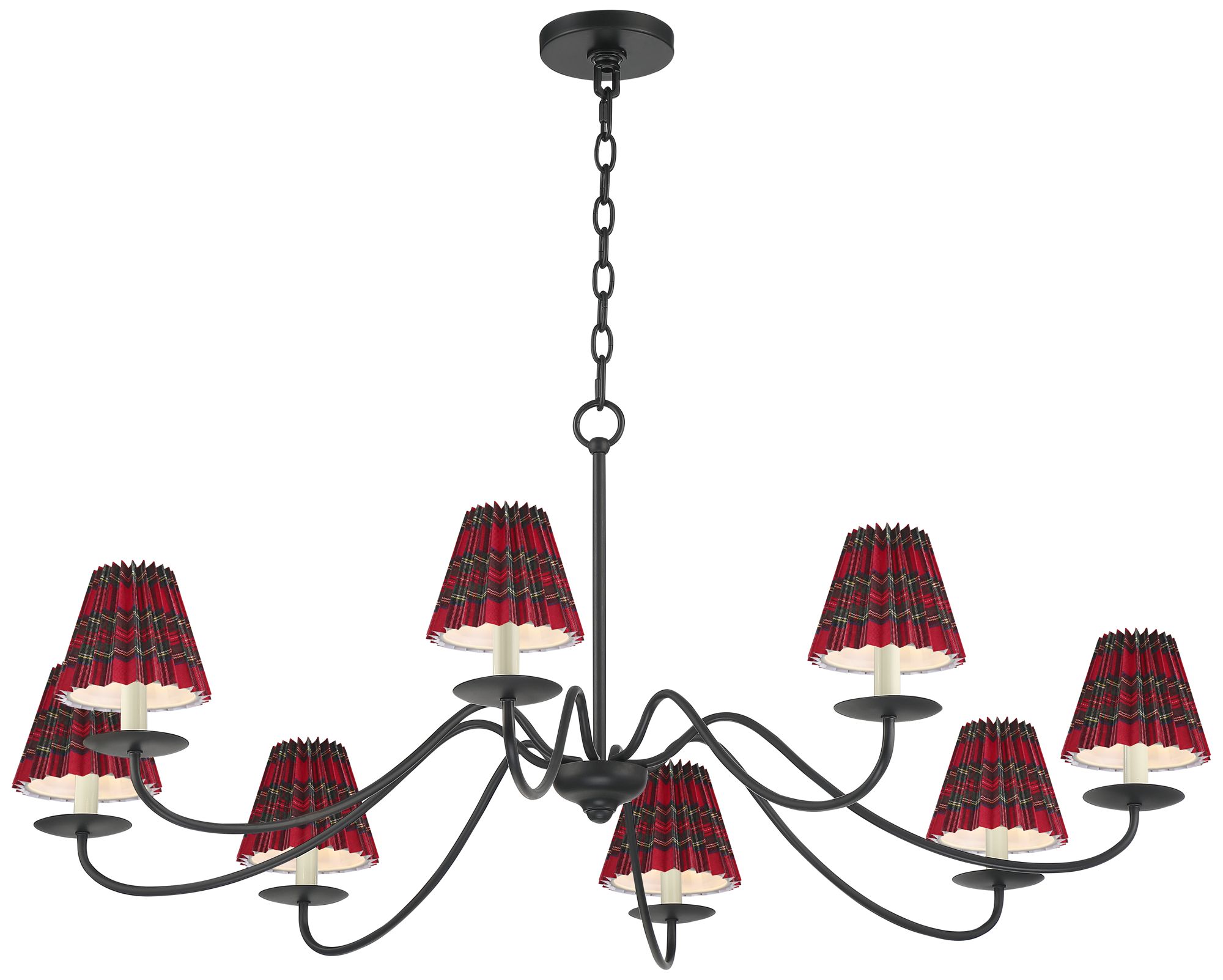 Image 6 Marinec 42" Wide Black 8-Light Chandelier with Red Multi Plaid Shades more views