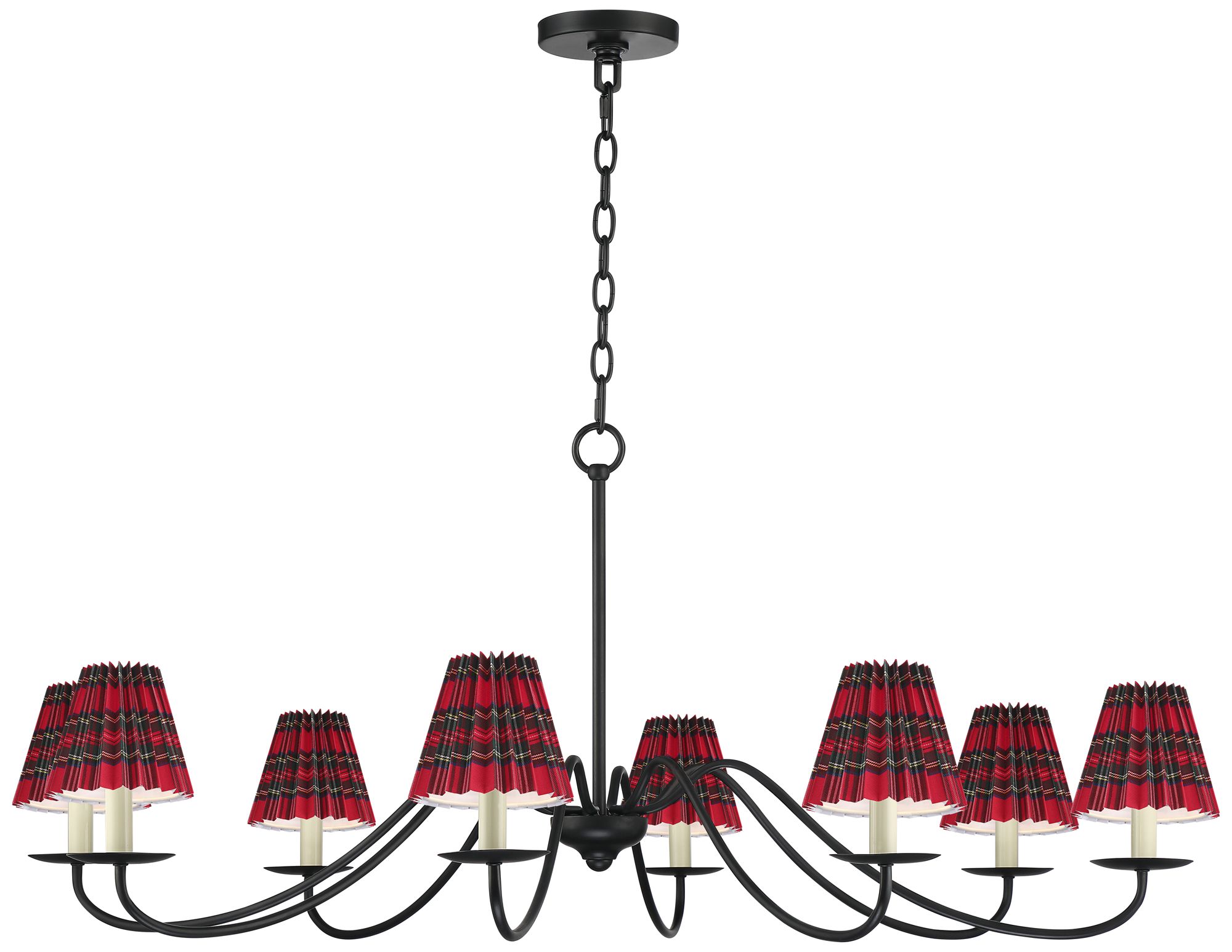 Image 7 Marinec 42" Wide Black 8-Light Chandelier with Red Multi Plaid Shades more views