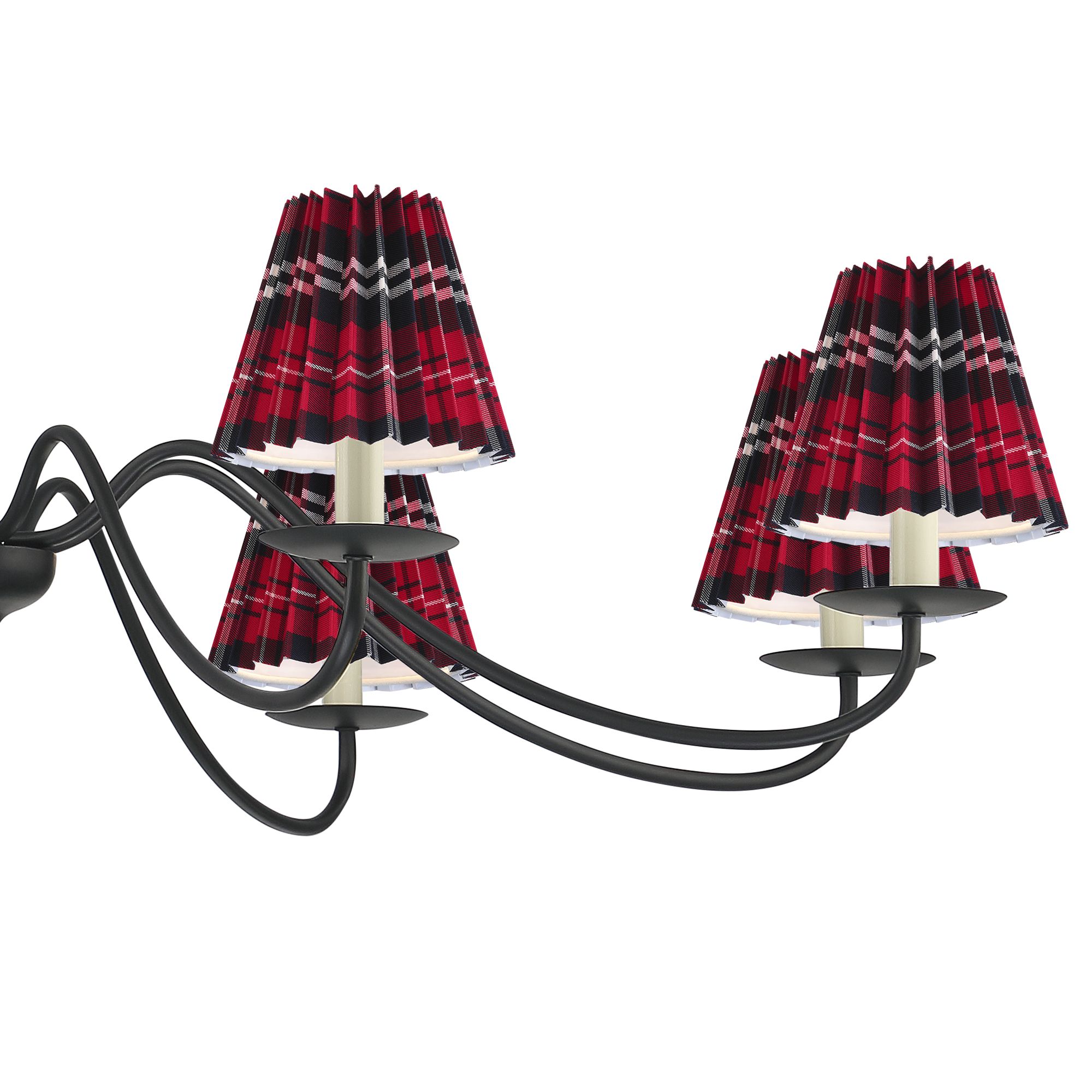 Image 3 Marinec 42" Wide Black 8-Light Chandelier with Red Navy Plaid Shades more views
