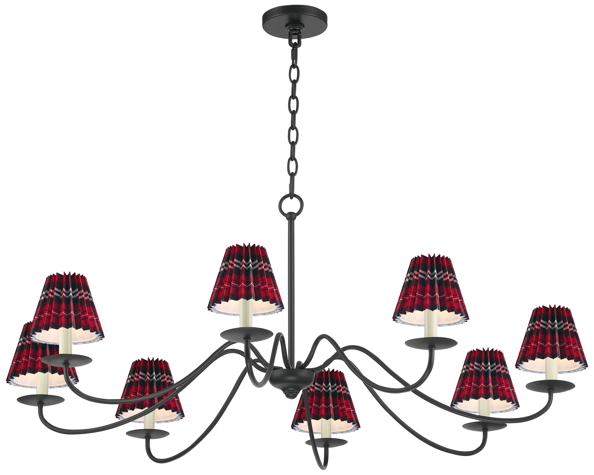 Image 6 Marinec 42" Wide Black 8-Light Chandelier with Red Navy Plaid Shades more views