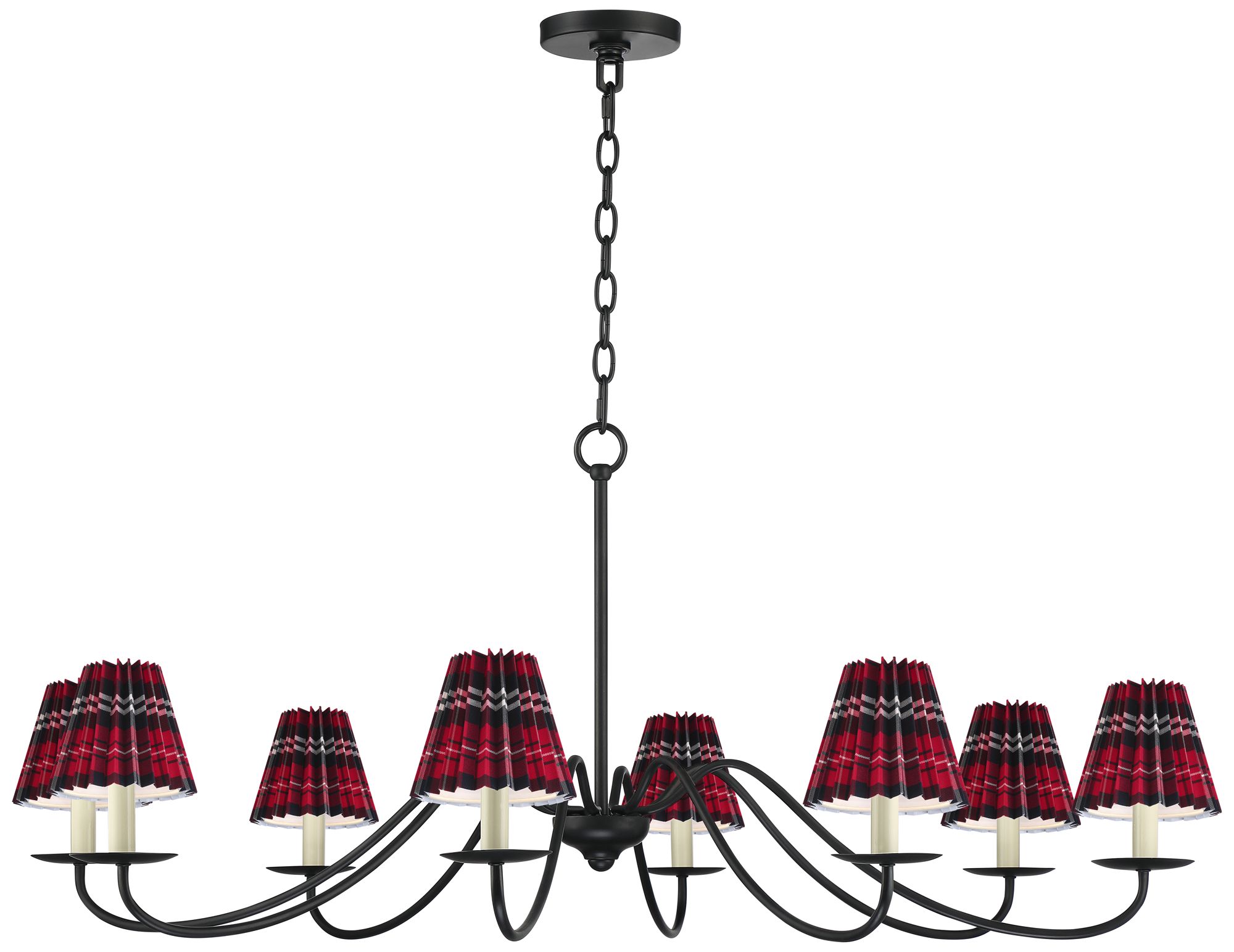 Image 7 Marinec 42" Wide Black 8-Light Chandelier with Red Navy Plaid Shades more views