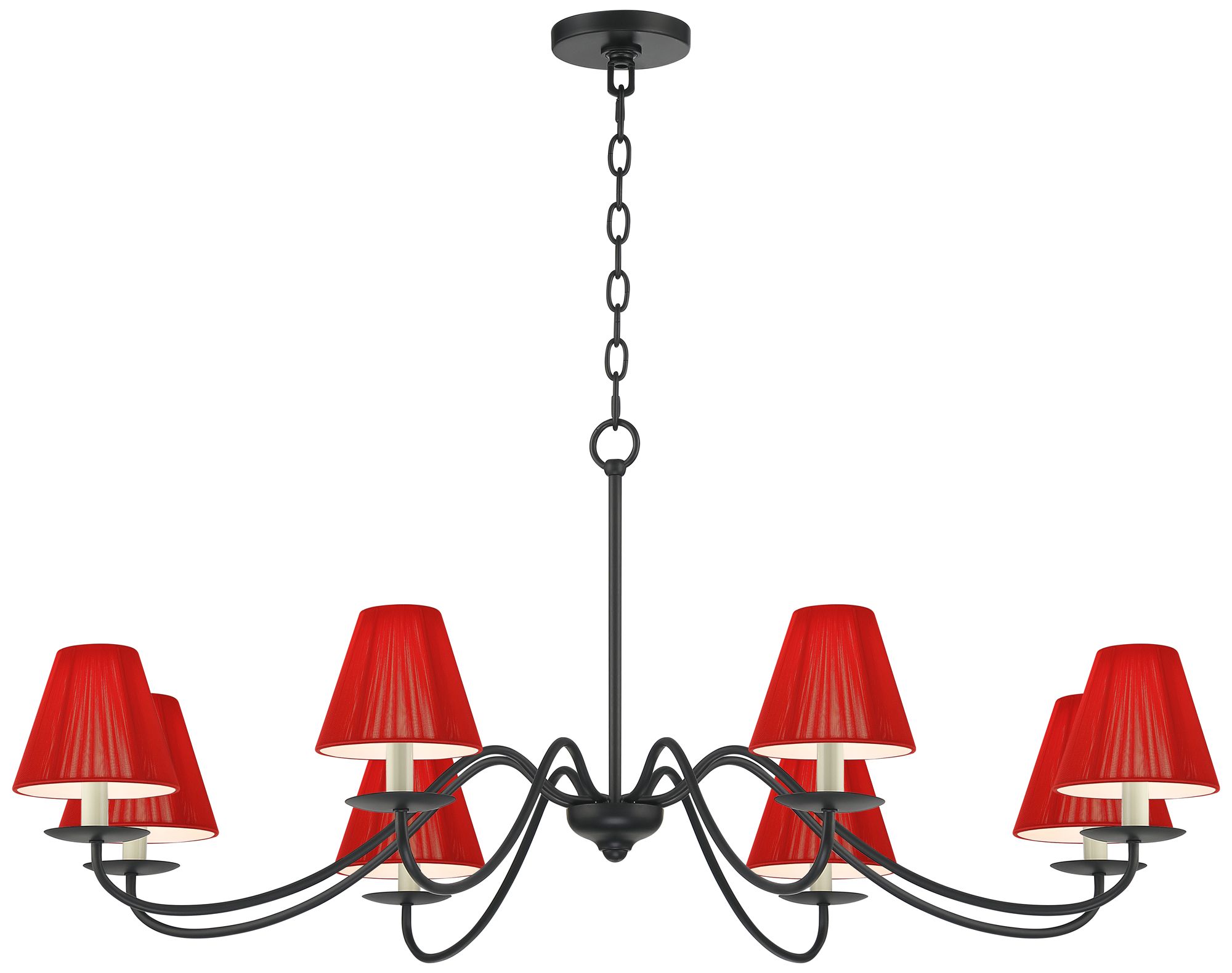 Image 2 Marinec 42" Wide Black 8-Light Chandelier with Red Nylon Shades