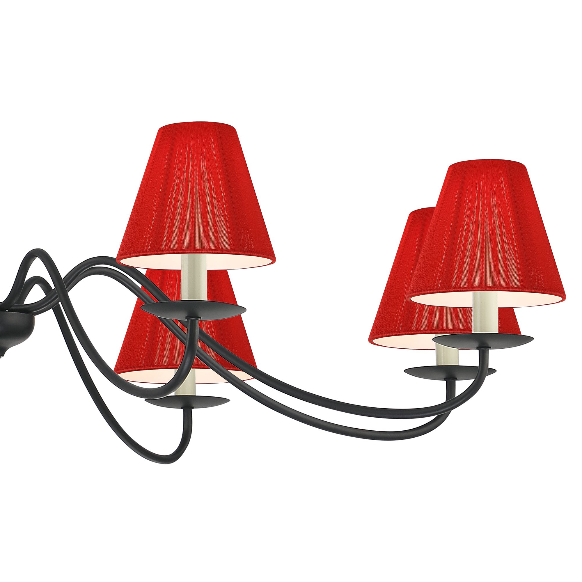 Image 3 Marinec 42" Wide Black 8-Light Chandelier with Red Nylon Shades more views