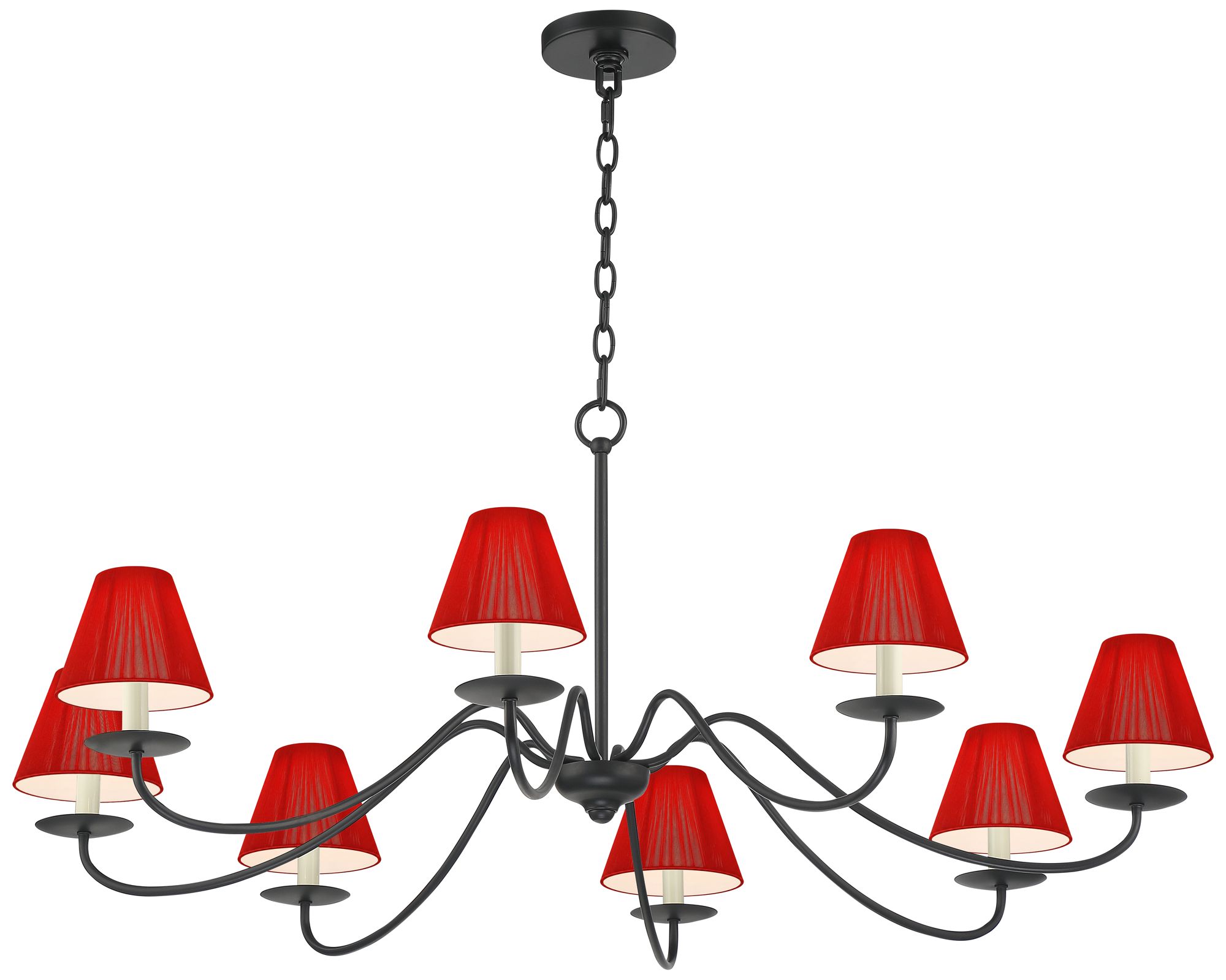Image 6 Marinec 42" Wide Black 8-Light Chandelier with Red Nylon Shades more views