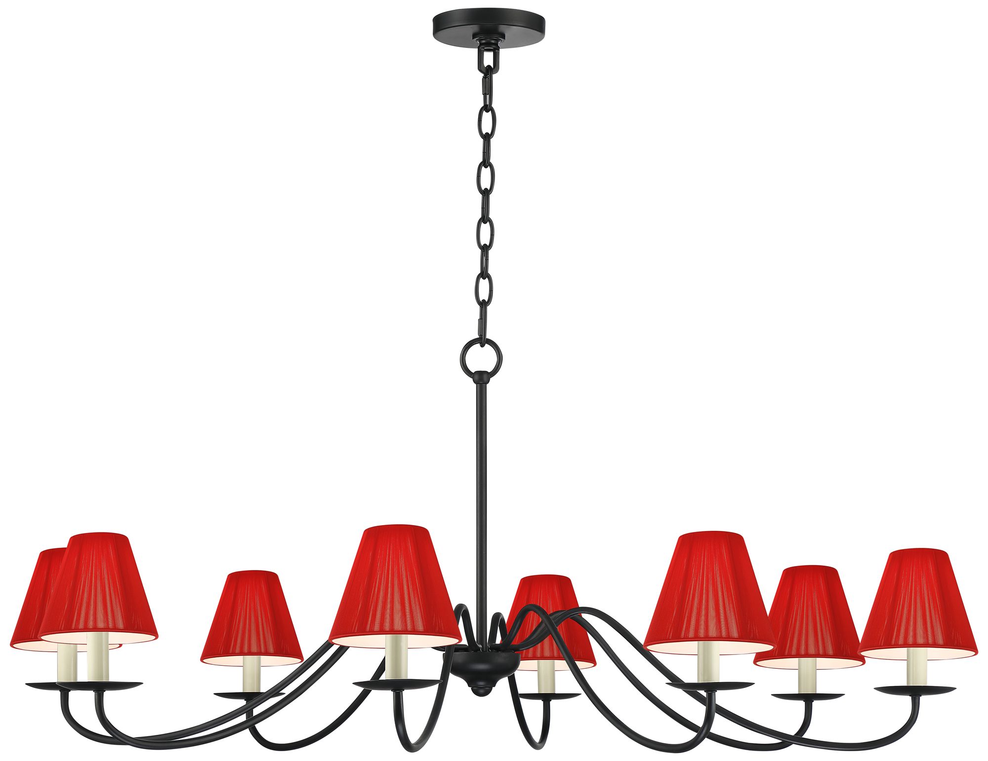 Image 7 Marinec 42" Wide Black 8-Light Chandelier with Red Nylon Shades more views