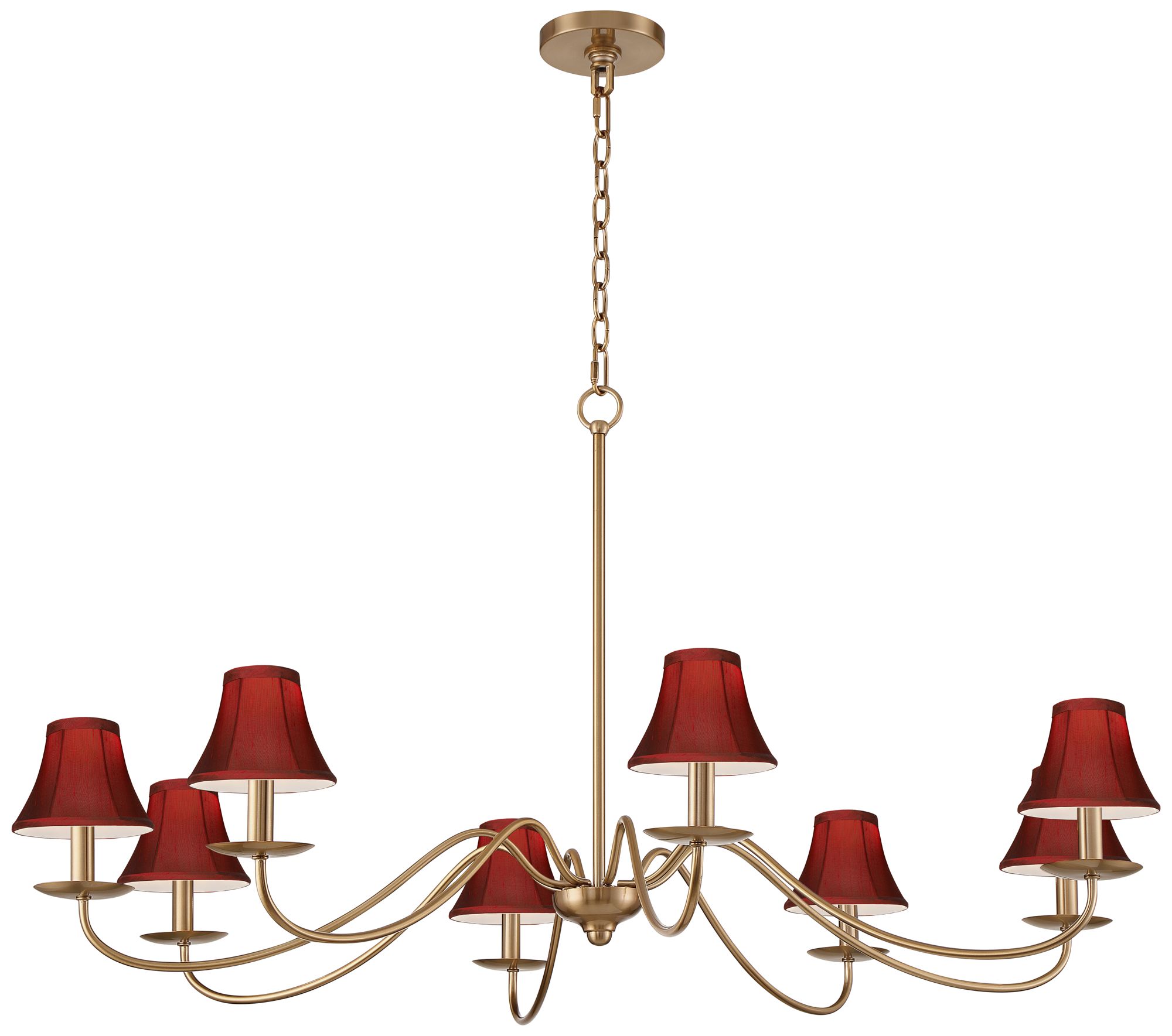 Image 5 Marinec 42" Wide Soft Gold 8-Light Chandelier with Red Shades more views