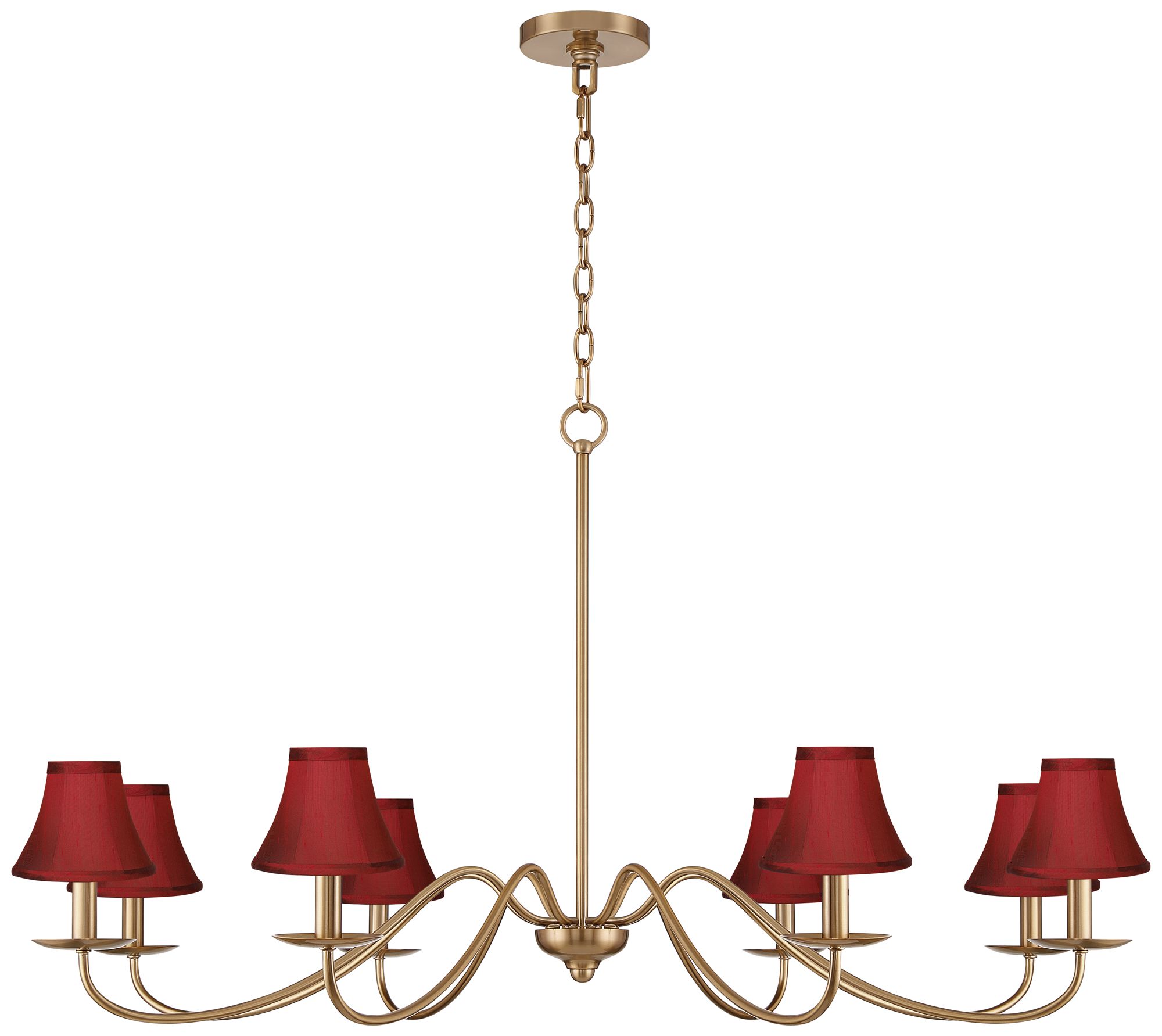 Image 6 Marinec 42" Wide Soft Gold 8-Light Chandelier with Red Shades more views