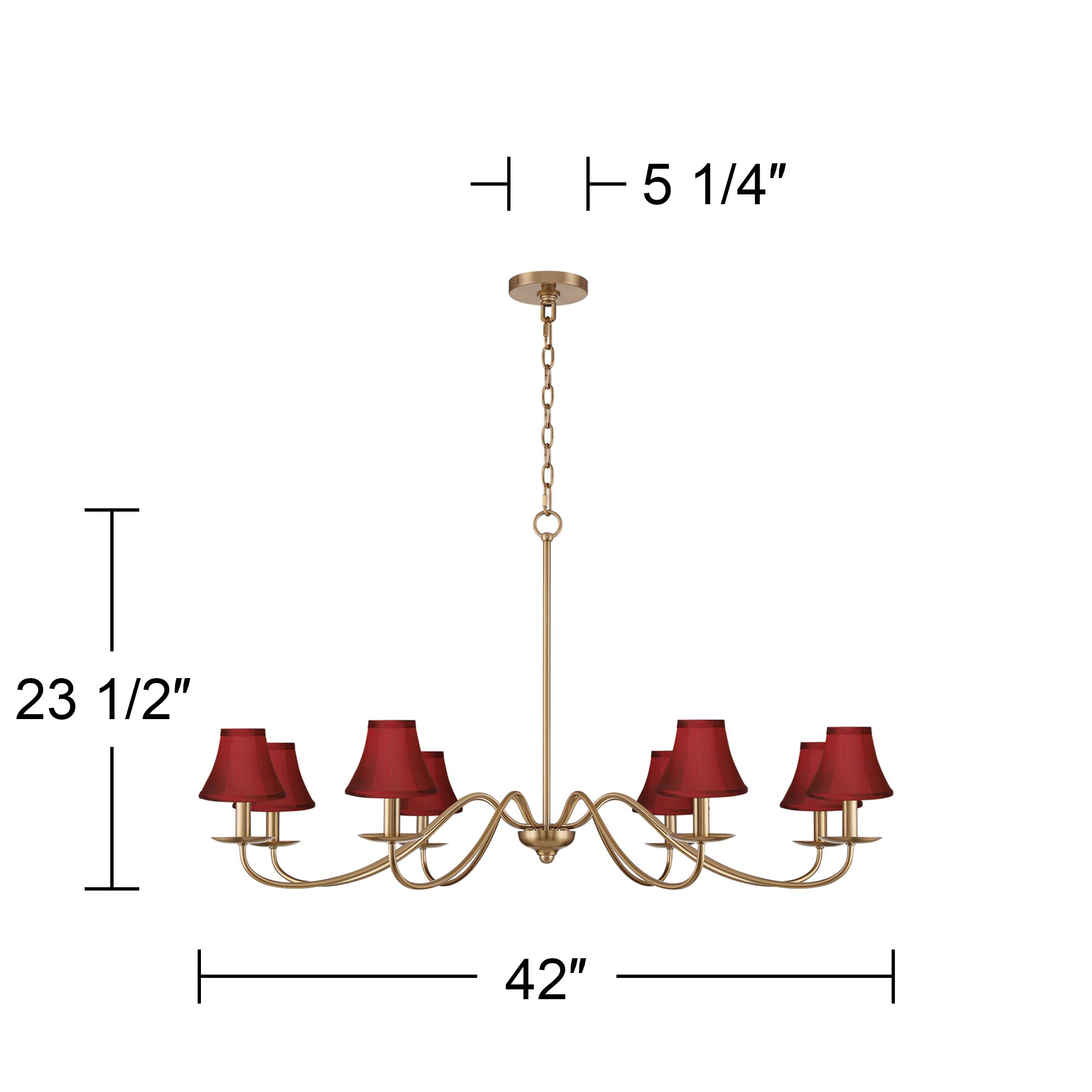 Image 7 Marinec 42" Wide Soft Gold 8-Light Chandelier with Red Shades more views