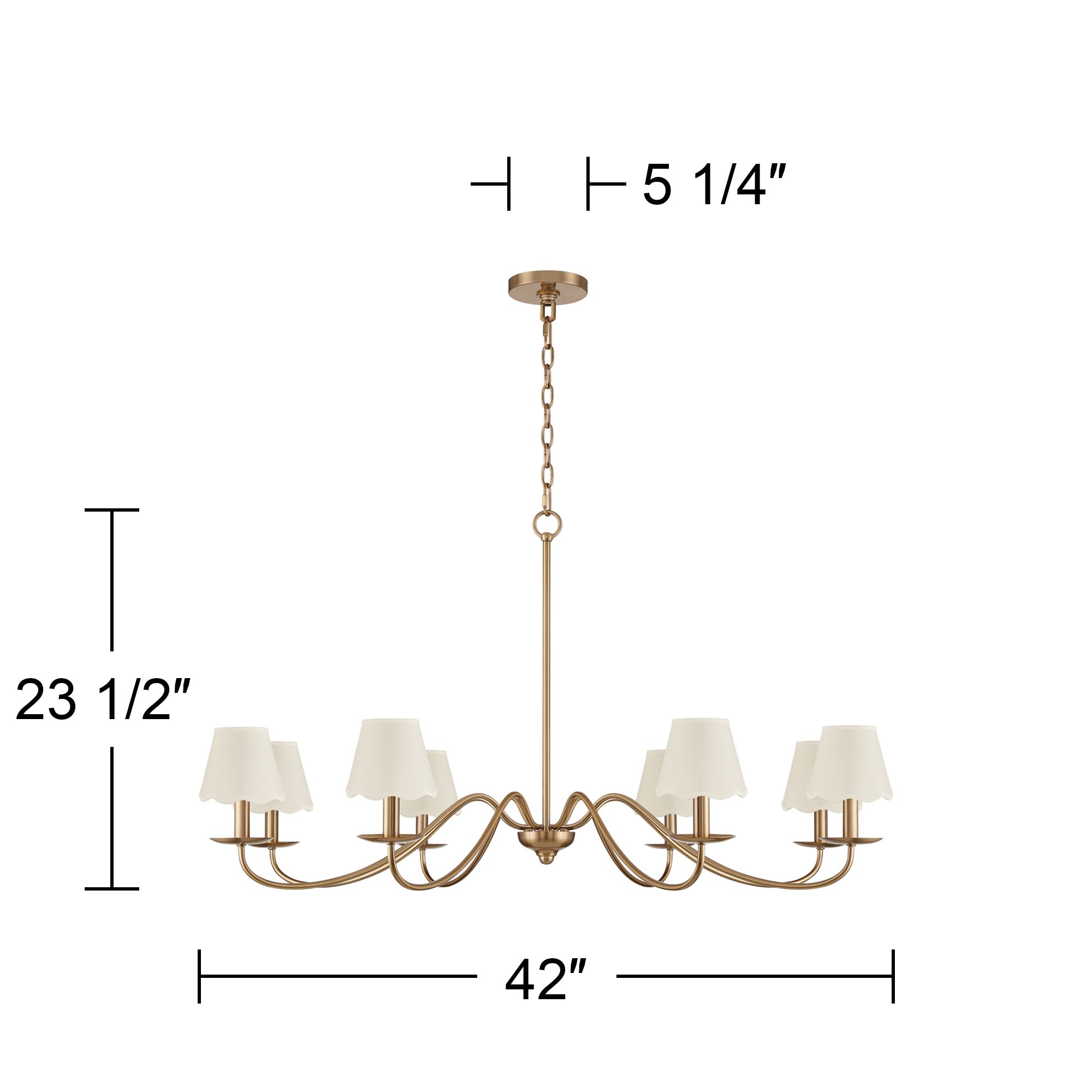 Image 7 Marinec 42" Wide Soft Gold 8-Light Chandelier with White Shades more views