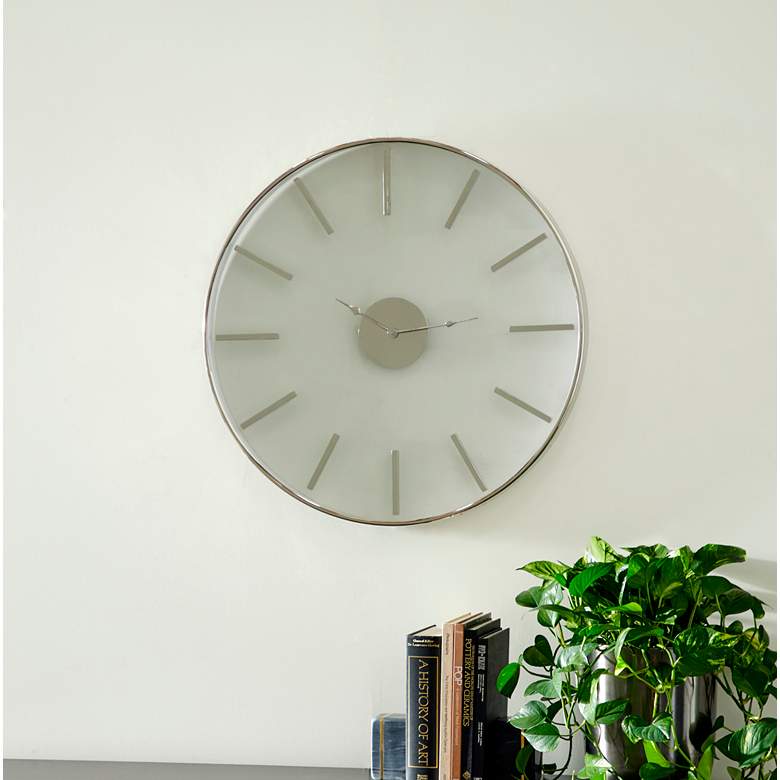 Image 1 Marinek Silver Stainless Steel 30 inch Round Wall Clock