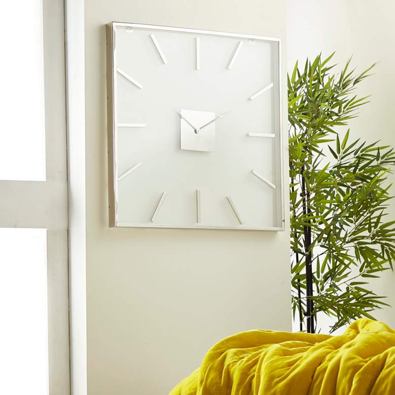 Image 1 Marinek Silver Stainless Steel 30 inch Square Wall Clock