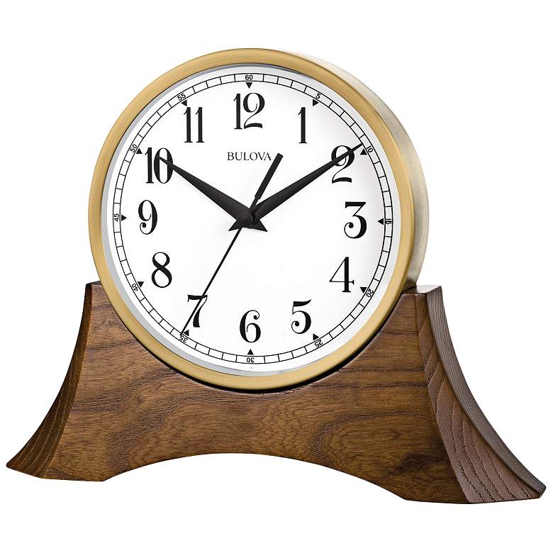Image 1 Mariner Gold and Brown Cherry 10 1/2 inchW Mantel Clock