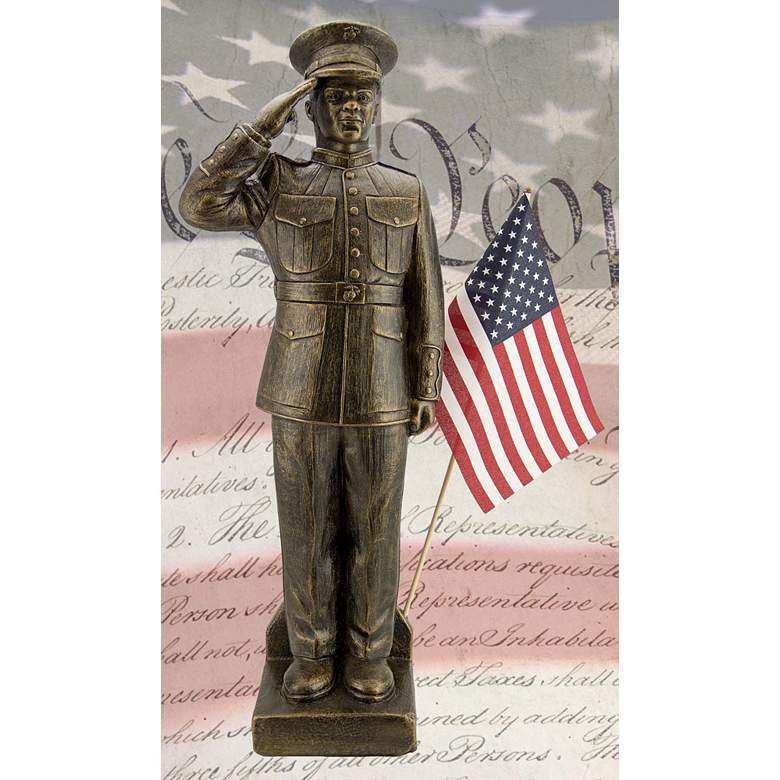 Image 1 Marines Dress Uniform - African American 30"H Bronze Statue