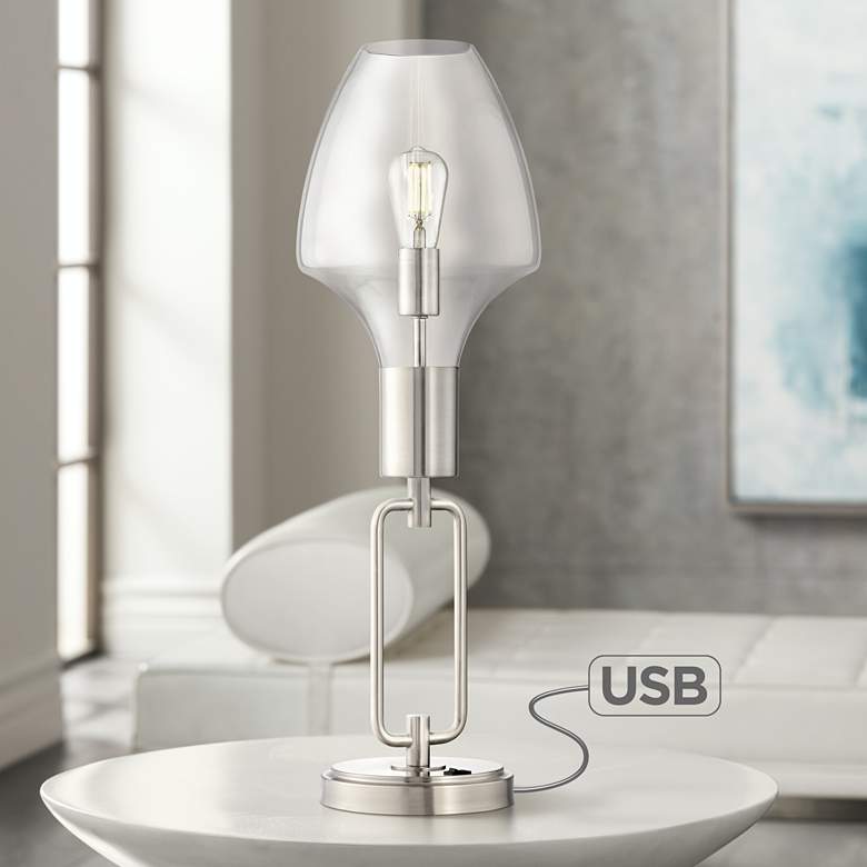 Image 1 Mario Brushed Nickel Modern Console Table Lamp