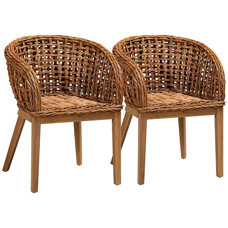 Image 2 Mario Natural Brown Rattan Dining Chairs Set of 2