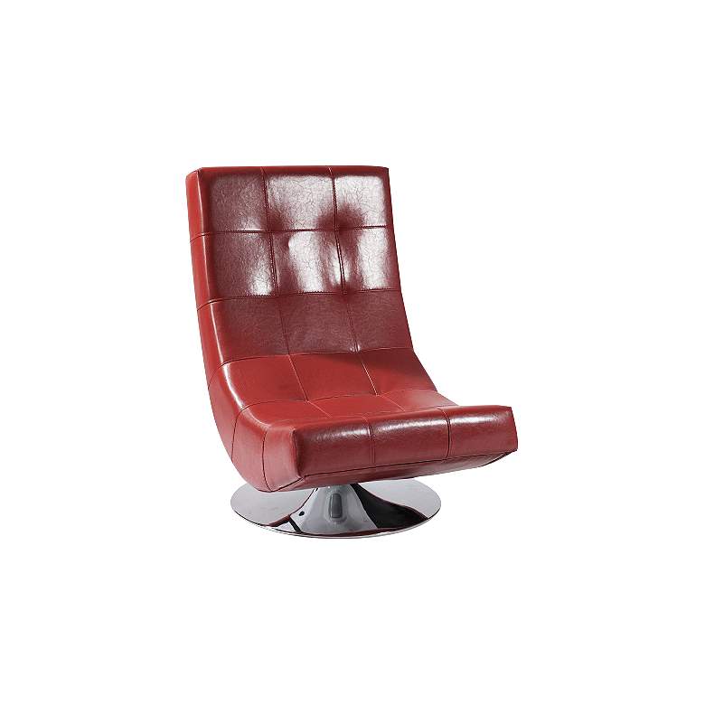 Image 1 Mario Red Bonded Leather Swivel Club Chair