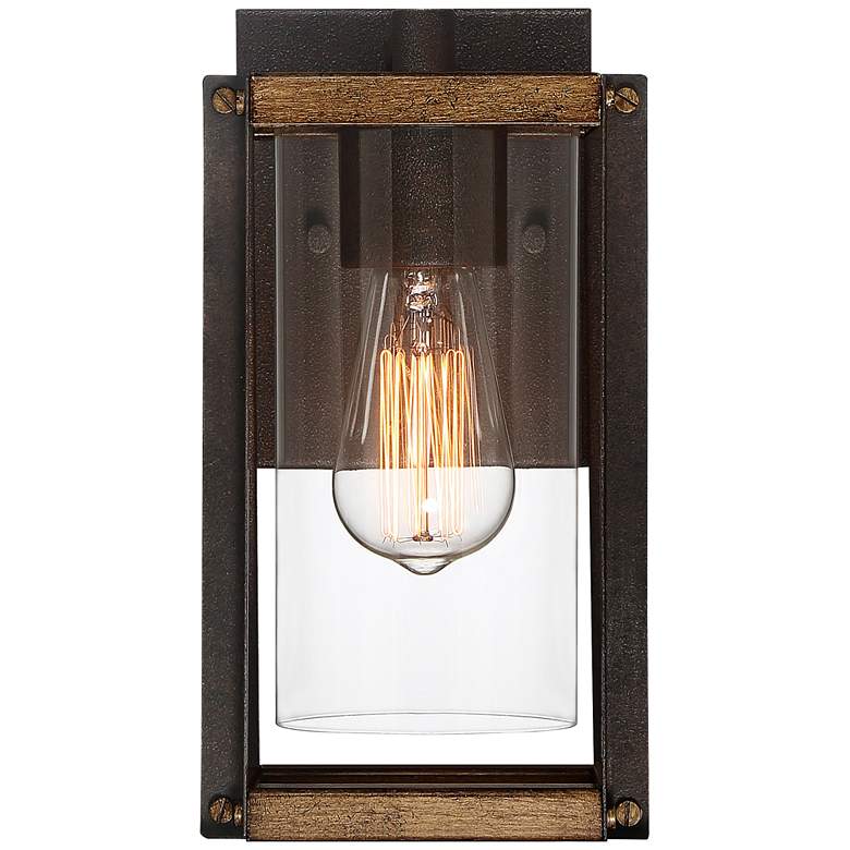 Image 3 Marion Square 10 1/2 inchH Black and Walnut Outdoor Wall Light more views