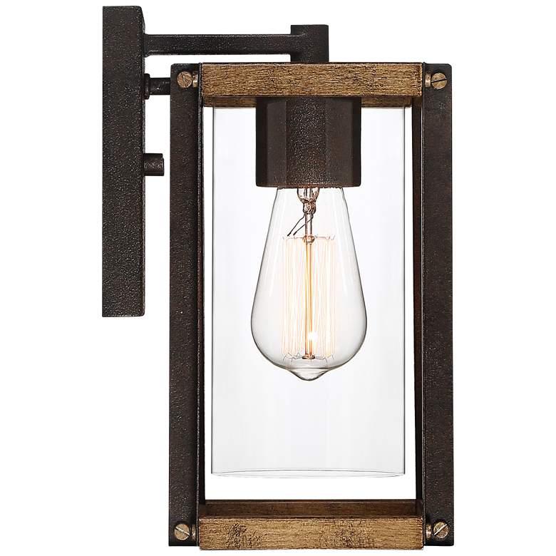 Image 4 Marion Square 10 1/2 inchH Black and Walnut Outdoor Wall Light more views